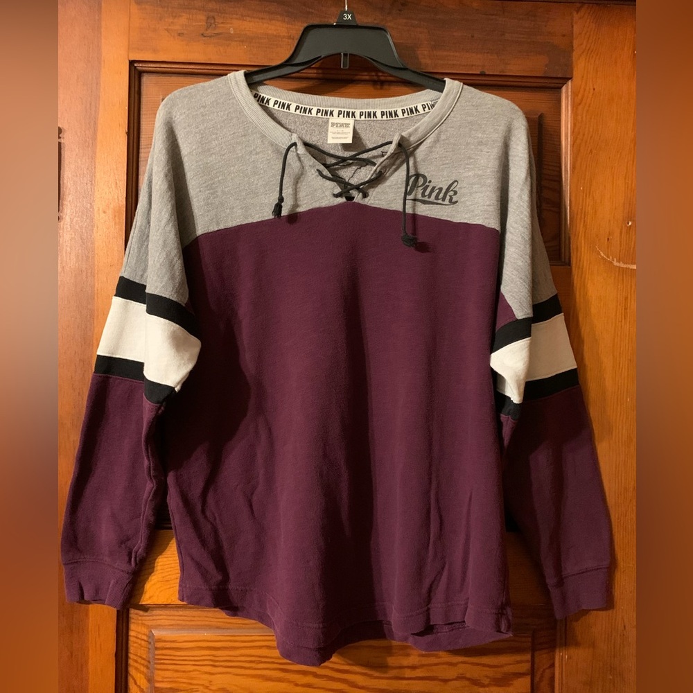 PINK Victoria's Secret Colorblock Sweater - Purple and Gray